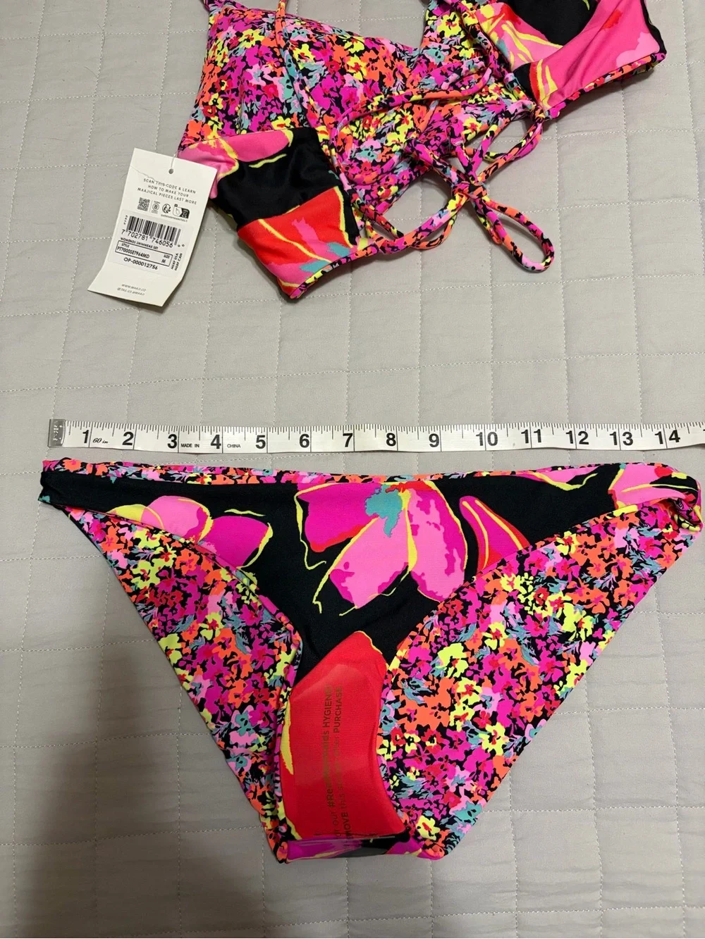 Maaji “Pansy” Reversible Tie Back Bikini Set Neon Pink•Yellow•Coral•Black- M
